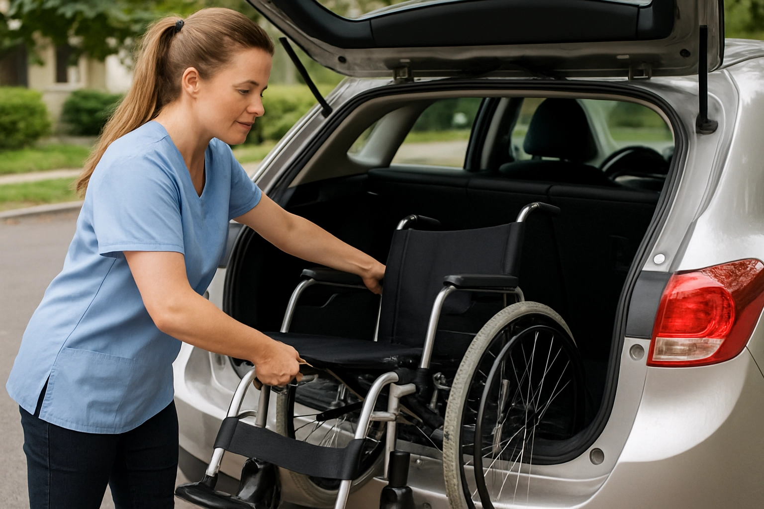 Wheelchair being loaded into a van